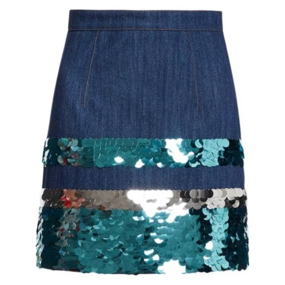 NWT Miu Miu orange silver sequin denim mini skirt - Picture 10 of 16